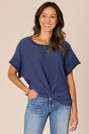 Round Neck Woven Top
