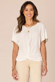 Round Neck Woven Top