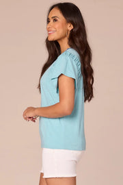 Flutter Sleeve Crochet Neck Top