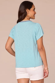 Flutter Sleeve Crochet Neck Top