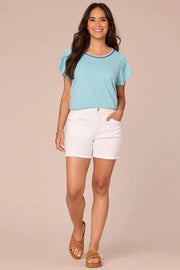 Flutter Sleeve Crochet Neck Top
