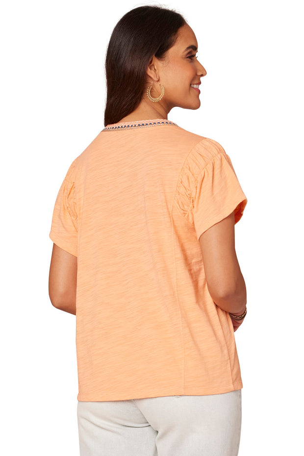 Flutter Sleeve Crochet Neck Top