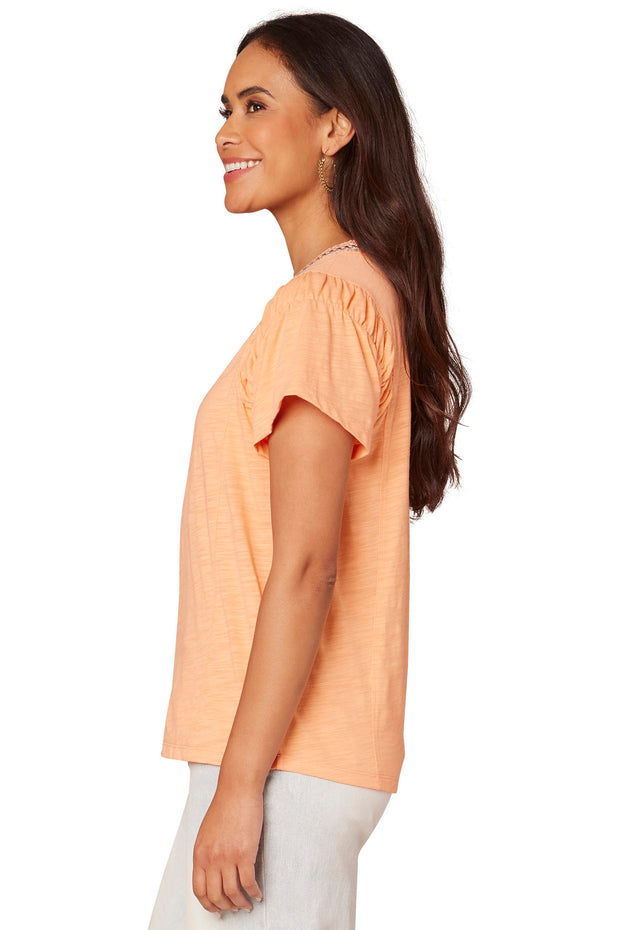 Flutter Sleeve Crochet Neck Top