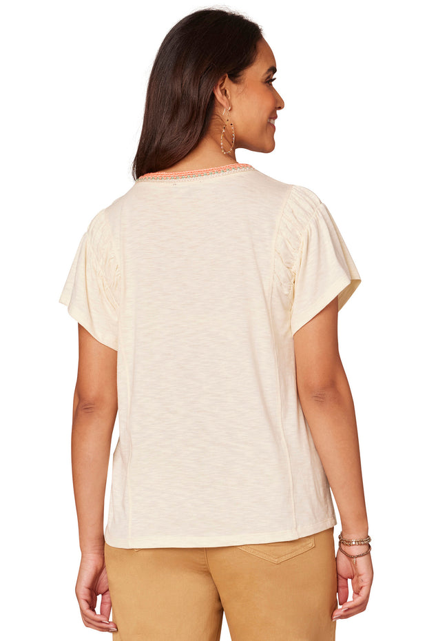 Flutter Sleeve Crochet Neck Top