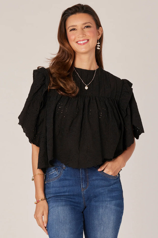 Embroidered Eyelet Woven Top