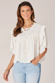 Embroidered Eyelet Woven Top