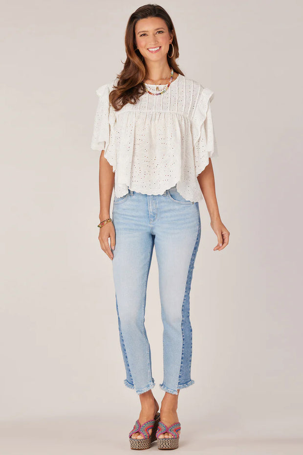 Embroidered Eyelet Woven Top