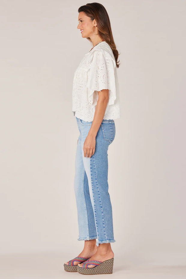 Embroidered Eyelet Woven Top