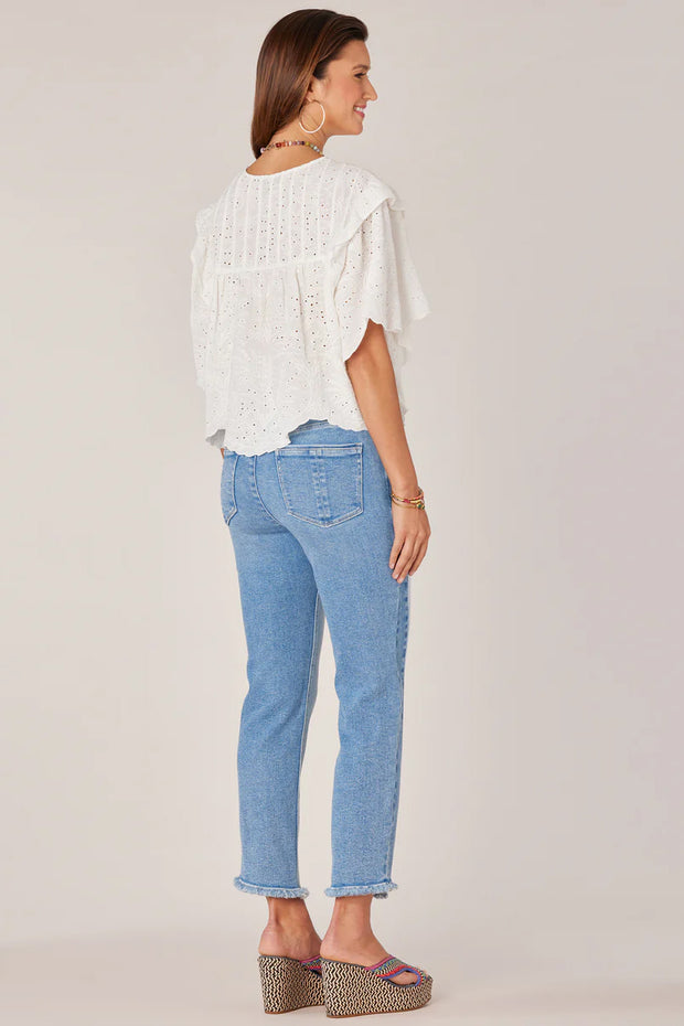 Embroidered Eyelet Woven Top