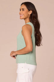 Green Slit Scoop Neck Tank