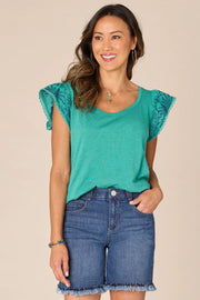 Flutter Sleeve Sweetheart Top