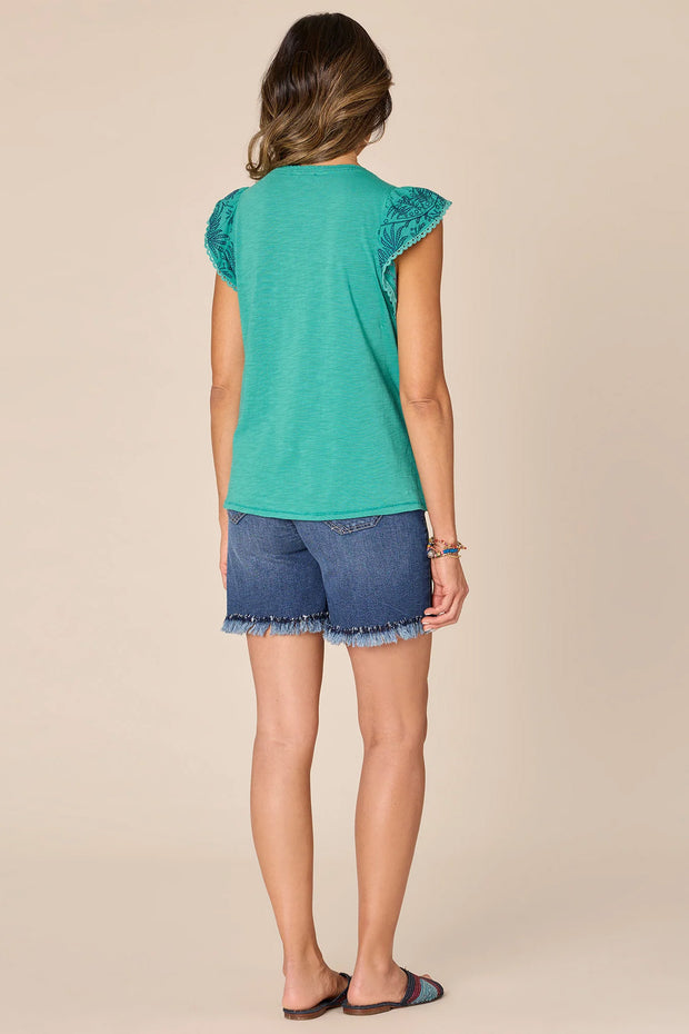 Flutter Sleeve Sweetheart Top