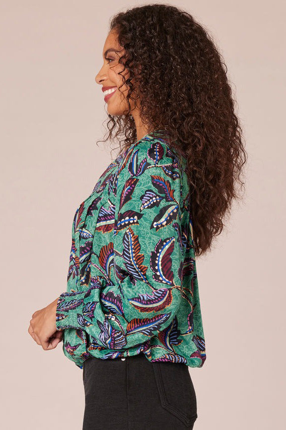 Leaf Print Woven Top