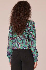 Leaf Print Woven Top
