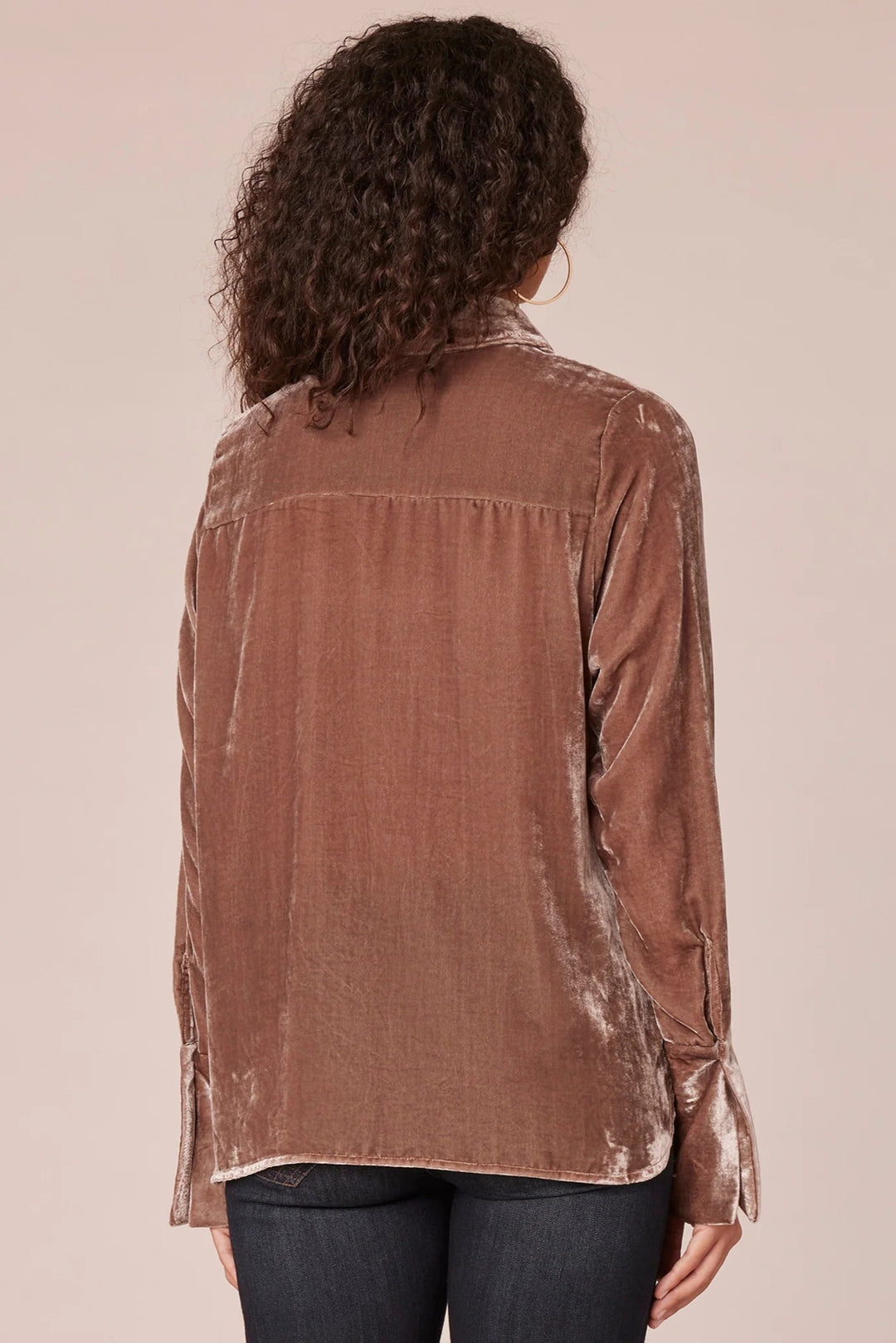 French Cuff Velvet Button Down Shirt in Oyster Mushroom