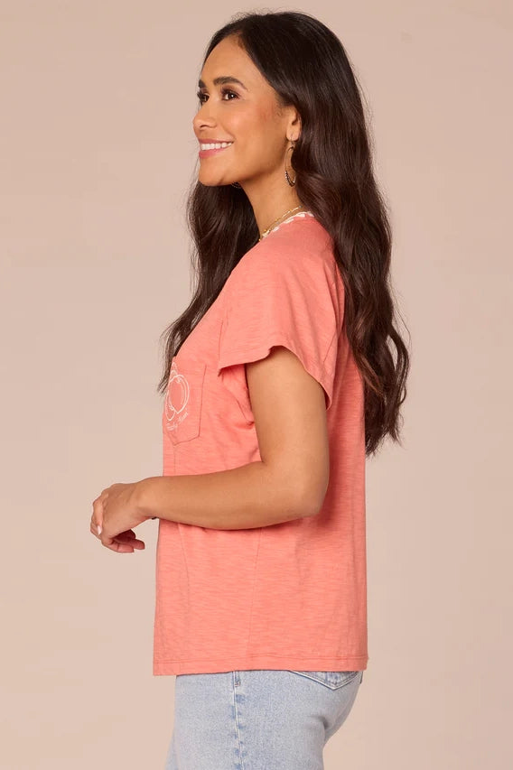 SS Embroidered Pocket Knit Boyfriend Tee