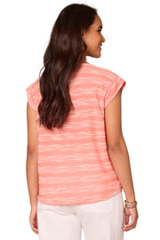 Cap Sleeve Embroidered Stripe Top