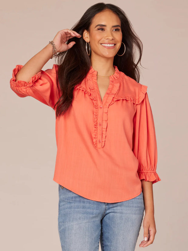 Lantern Sleeve Lyocell Shirt