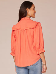 Lantern Sleeve Lyocell Shirt