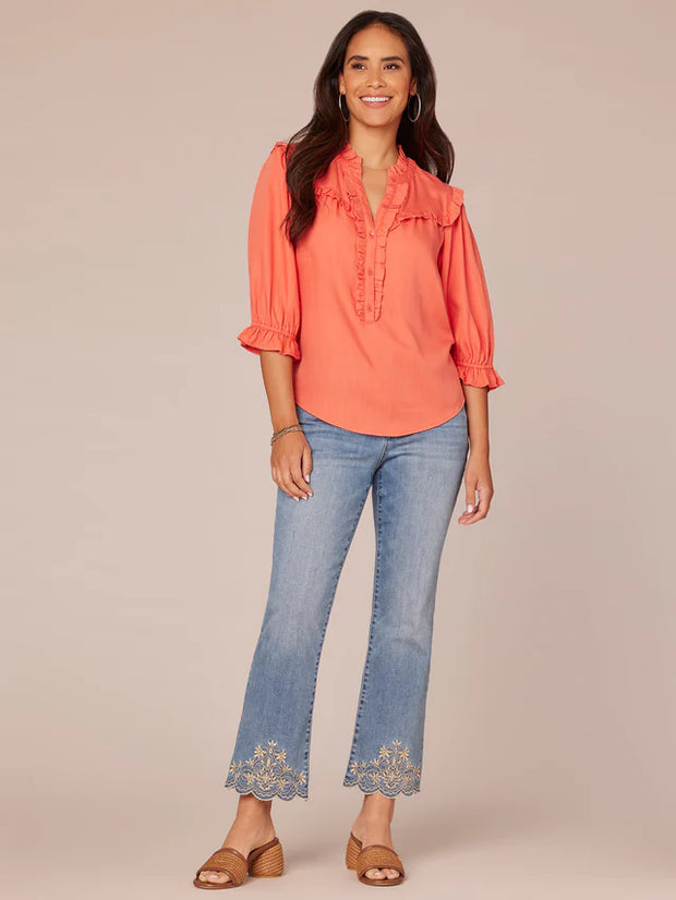 Lantern Sleeve Lyocell Shirt