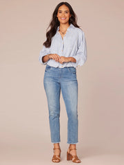 BD Bubble Hem Stripe Shirt - Provence Blue