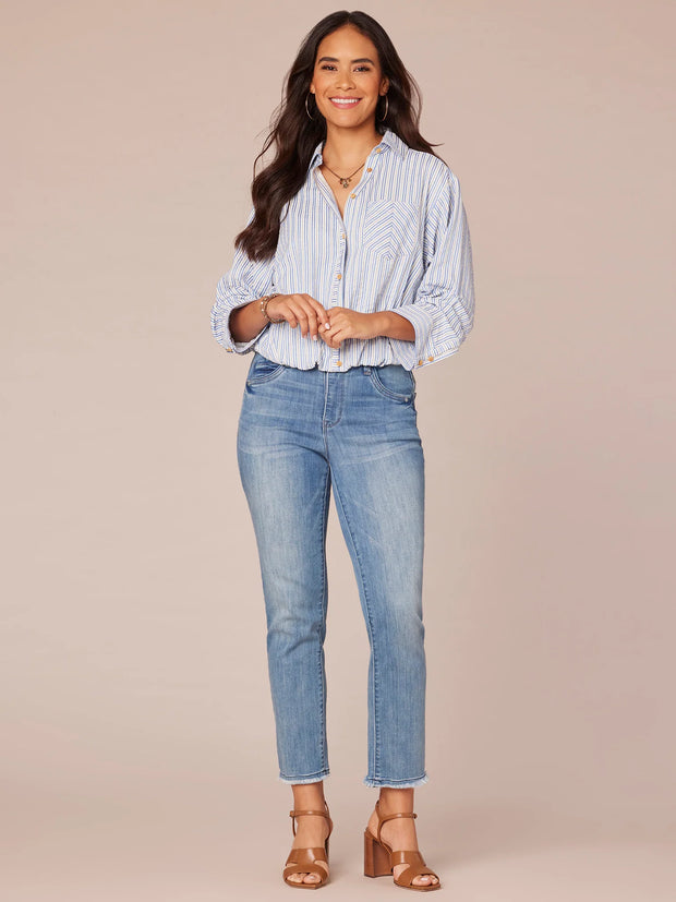 BD Bubble Hem Stripe Shirt - Provence Blue