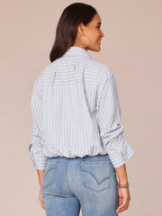BD Bubble Hem Stripe Shirt - Provence Blue