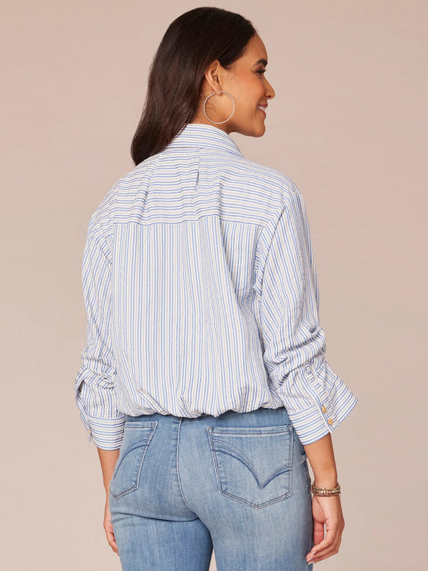 BD Bubble Hem Stripe Shirt - Provence Blue