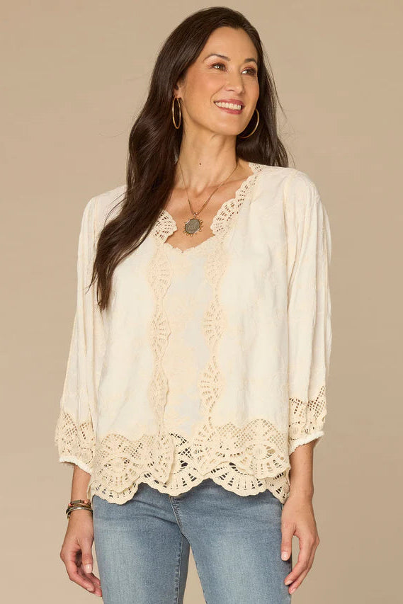 Blouson Sleeve Embroidered Framing Jacket