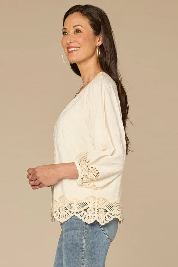 Blouson Sleeve Embroidered Framing Jacket