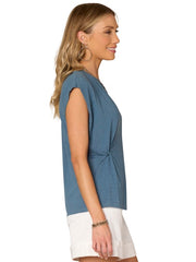 Origami Cap Sleeve Tee in Teal