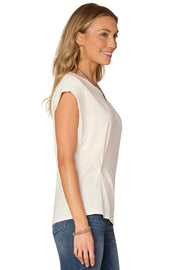 Origami Cap Sleeve Tee in Off White