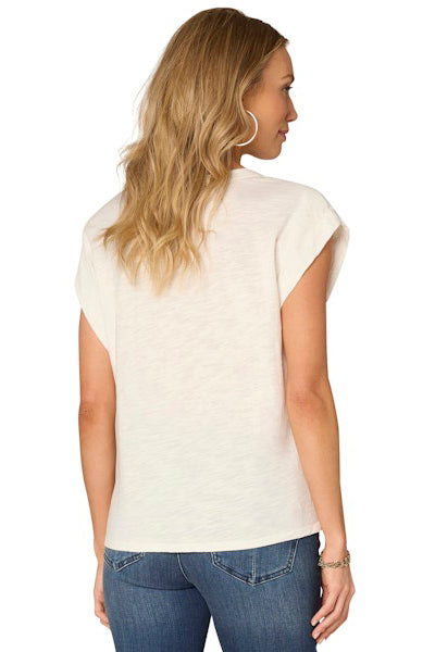 Origami Cap Sleeve Tee in Off White
