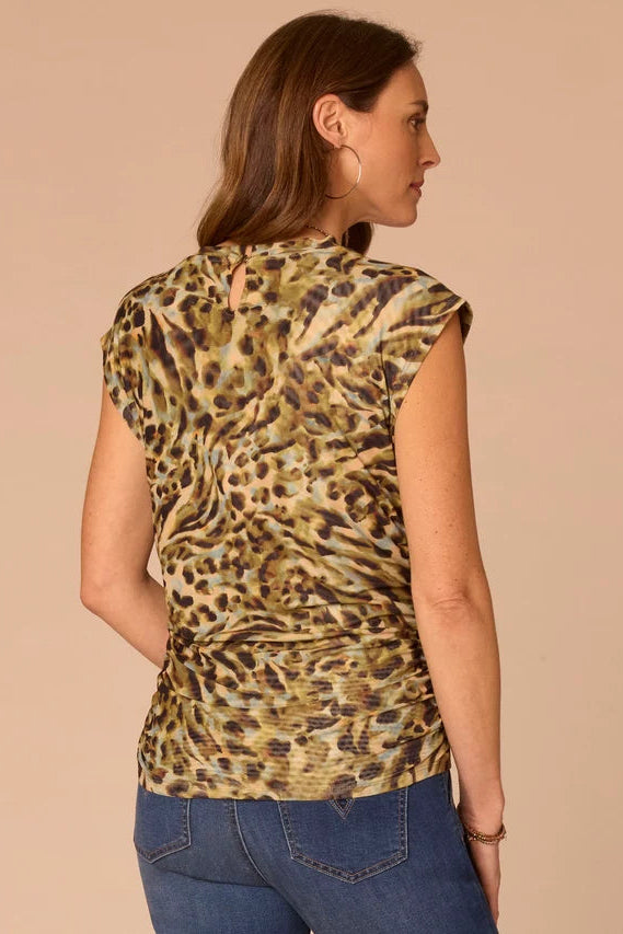 Cap Sleeve Animal Print Top