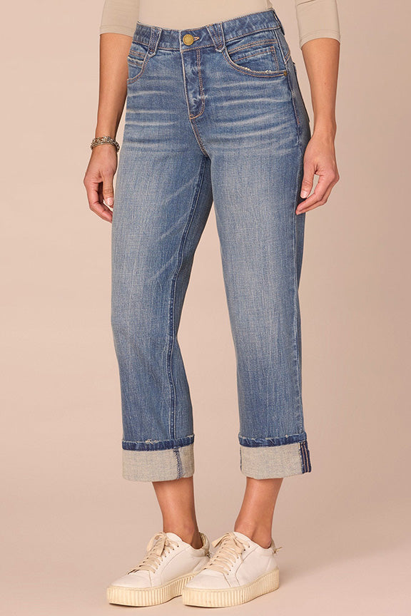 "Ab"solution® High Rise Round Up Boyfriend Jean with Cropped Roll Cuff