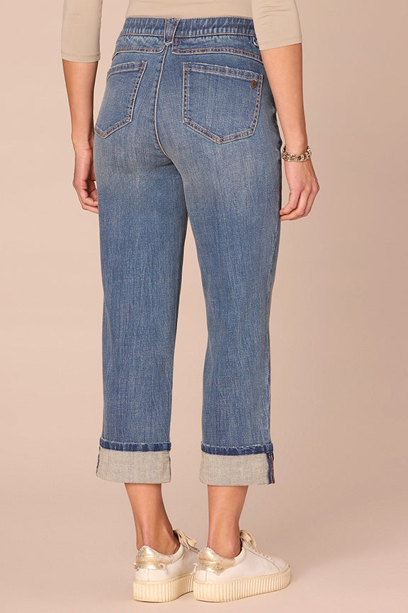 "Ab"solution® High Rise Round Up Boyfriend Jean with Cropped Roll Cuff