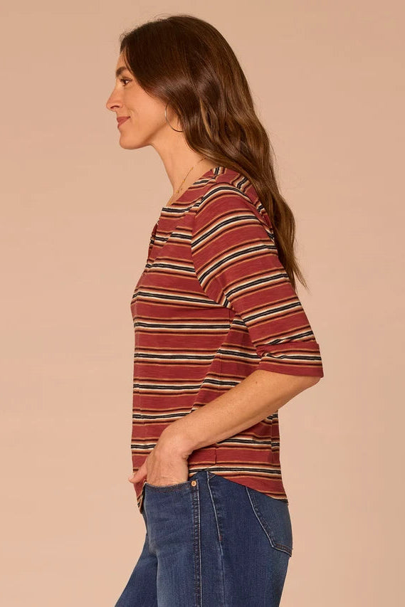 Elbow Roll Cuff Top in Burnt Henna