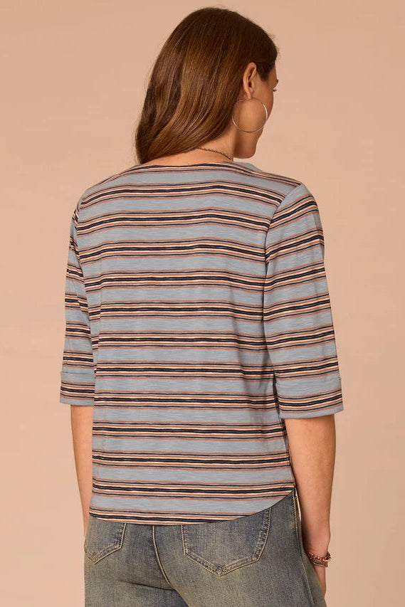Elbow Roll Cuff Top in Nile Blue