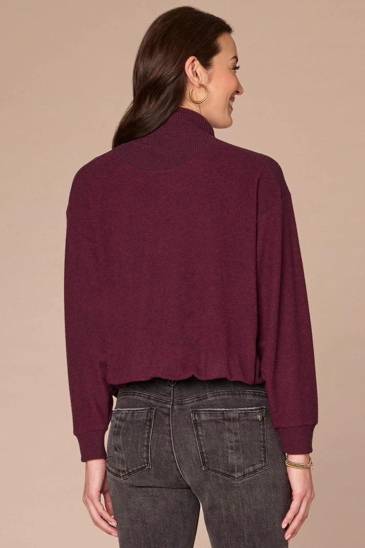 Bubble Hem Long Sleeve Top in Heather Wineberry