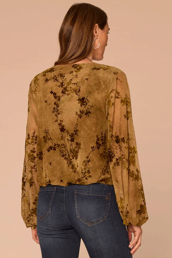 Abstract Print Blouse with Bubble Hem