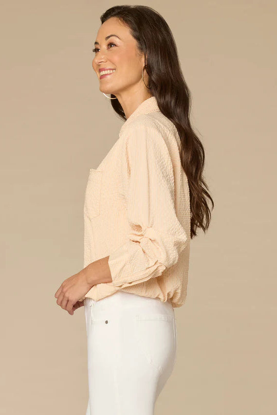 Tucked Sleeve Bubble Hem Shirt
