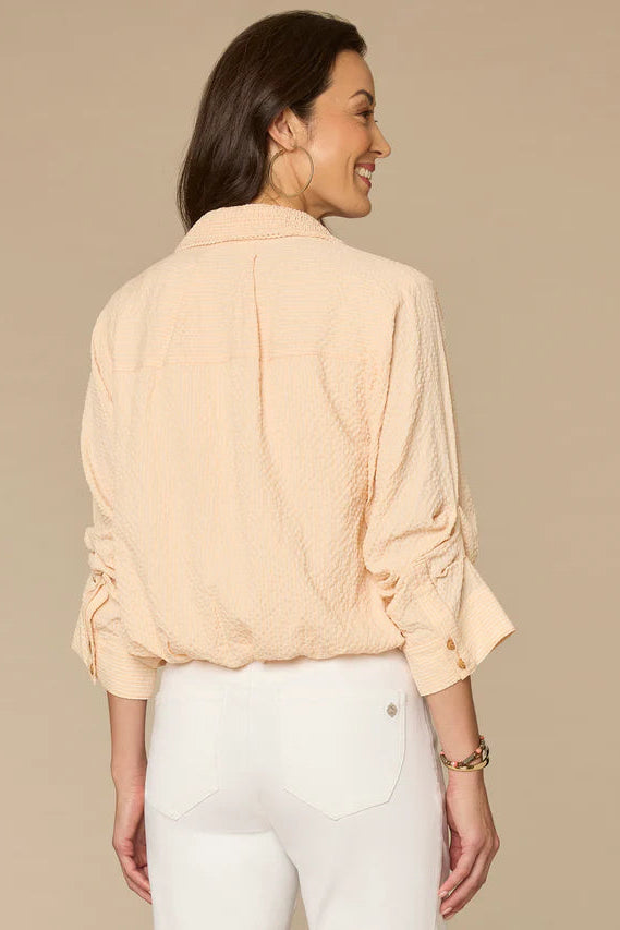 Tucked Sleeve Bubble Hem Shirt