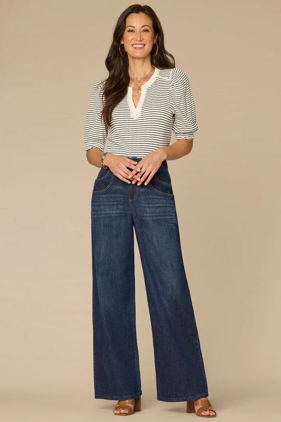 Puff Sleeve Stripe Knit Top