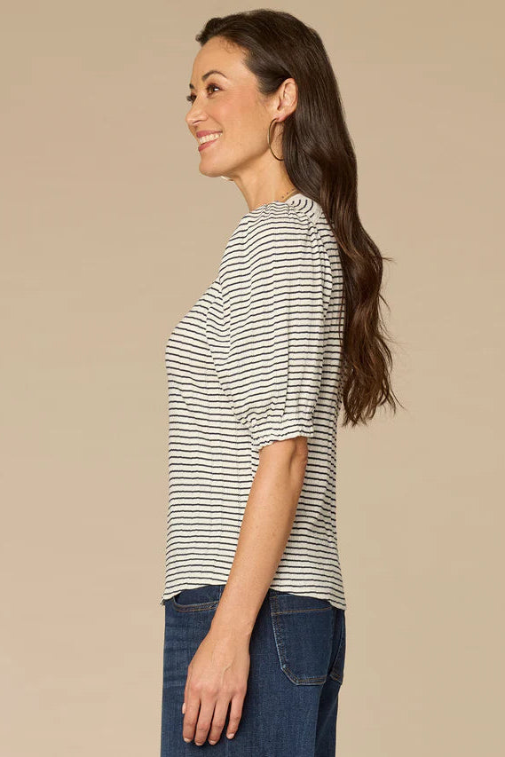 Puff Sleeve Stripe Knit Top
