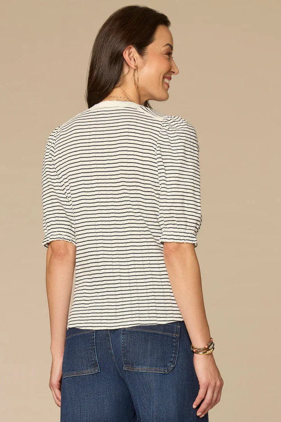 Puff Sleeve Stripe Knit Top