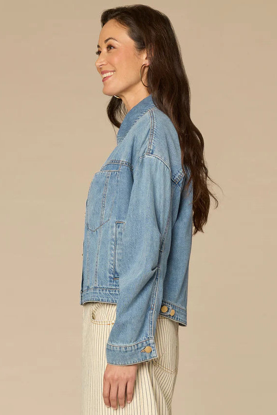 Oversize Barrel Sleeve Jean Jacket