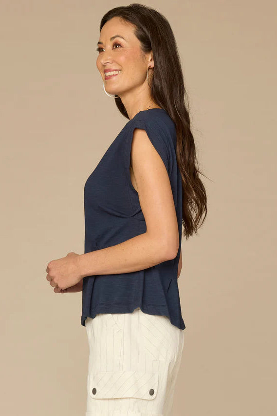 Cap Sleeve Peplum Hem Top