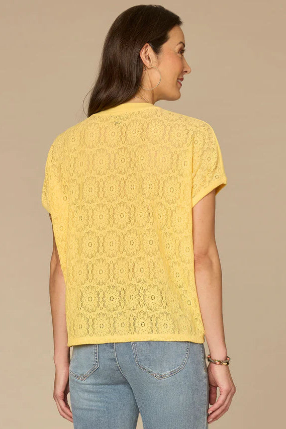 Lace Back Short Sleeve Tee in Snap Dragon