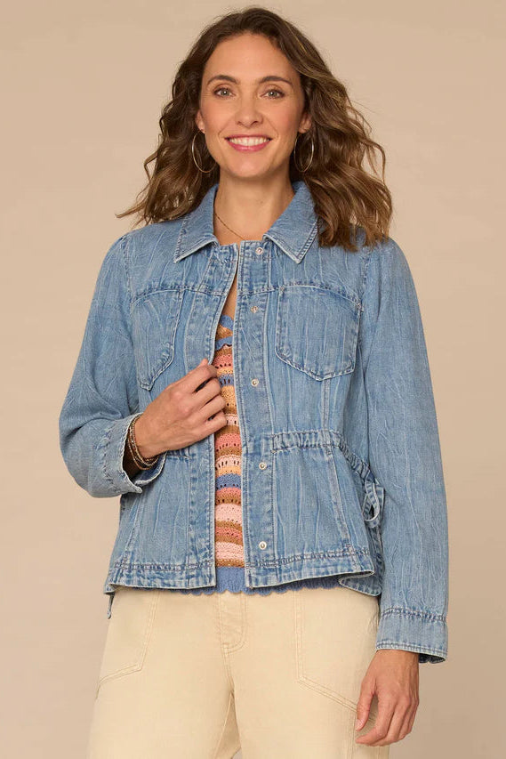Peplum Hem Denim Jacket