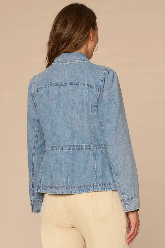 Peplum Hem Denim Jacket
